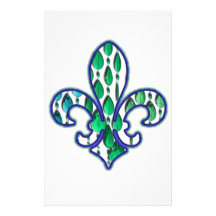 Juwel-blaues Grün Lilien-Flor New Orleans Büropapiere