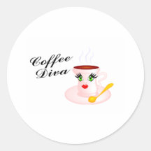 Kaffee-Diva Runder Aufkleber