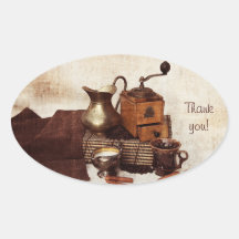 Kaffeebohnen und alte Kaffeemühle danken Ihnen Auf