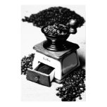 Kaffeemühle Schwarz Weiß Küchenbild poster