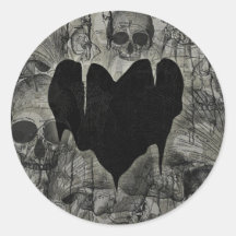 Kahles Herz-gotischer Valentinsgruß Runder Sticker