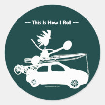 Kajak auf Auto - dieses ist, wie ich rolle! Runde Sticker