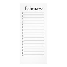 Kalender-Februar-Schrift Werbekarte