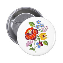 Kalocsa Stickerei - ungarische Volkskunst Anstecknadelbuttons