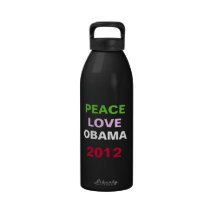 Kampagnen-Wasser-Flasche FriedensLiebe OBAMA 2012 Wiederverwendbare Wasserflasche