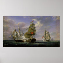 Kampf zwischen der französischen Fregatte 'La Cano Poster