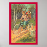 Kaninchen auf seinem Fahrrad, das Eier Plakat lief