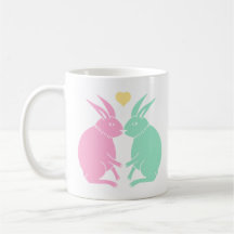 Kaninchen (Farbe) küssen Tasse