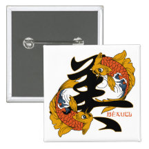 Kanji Koi Fisch-Schönheit Button