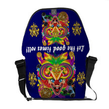 Karneval-Clown-Ansicht merkt bitte Kurier Taschen