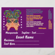Karneval-Maskerade-Komödien-Drama-Ansicht-Andeutun Flyerdruck