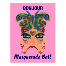 Karneval-Maskerade-Komödien-Drama-Ansicht-Andeutun Postkarte