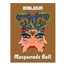 Karneval-Maskerade-Komödien-Drama-Ansicht-Andeutun Postkarte