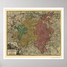 Karte 1712 Luxemburgs Europa Posterdrucke