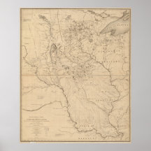 Karte 1843 von Fluss Mississipi Plakatdruck