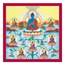 KARTE 8 Medizin Buddhas - quadratische Karte mit U Ankündigung