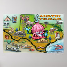 Karte Austins TEXAS Plakate