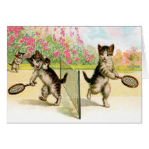 Karte: Badminton-Kätzchen-Vintage Kunst