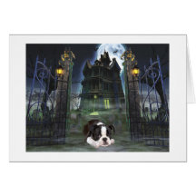 Karte Bostons Terrier Halloween