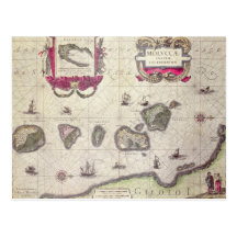 Karte der Moluccan Insel, graviert Postkarte