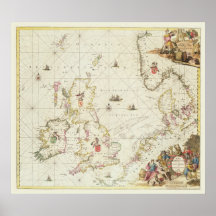 Karte der Nordsee, c.1675 Plakatdrucke