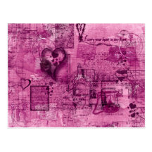 Karte der Postkarte des Herz-(Rosen-Rosa)