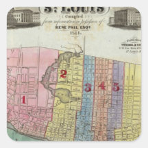 Karte der Stadt von St. Louis Quadrataufkleber