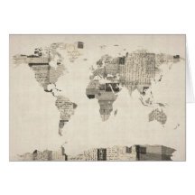 Karte der Weltkarte von den alten Postkarten