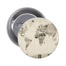 Karte der Weltkarte von den alten Postkarten Button