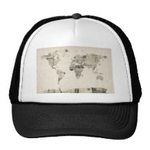 Karte der Weltkarte von den alten Postkarten Trucker Mützen