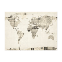 Karte der Weltkarte von den alten Postkarten Gespannte Galeriedrucke