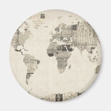 Karte der Weltkarte von den alten Postkarten Magnete