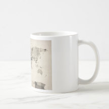 Karte der Weltkarte von den alten Postkarten Kaffeetasse
