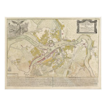 Karte des St. Petersburg, Russland, im Jahre 1737  Foto Druck