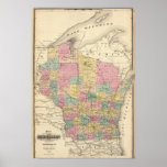 Karte des Staat von Wisconsin Plakat