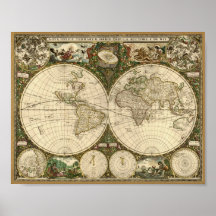 Karte Frederick de Wit 1660 der Welt Posterdruck