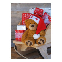Karte kleiner Bärenjunge und seine Geschenke Einladung