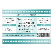 Karte lt-Blue Graduation Party Admission Personalisierte Ankündigungskarten