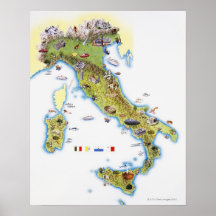 Karte von Italien Plakatdruck