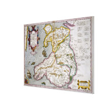 Karte von Wales, erschienenes c.1630 (Hand-farbige Leinwand Drucke