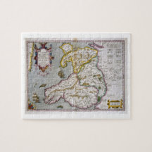 Karte von Wales, erschienenes c.1630 (Hand-farbige Puzzle