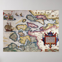 Karte von Zeeland, c.1560 Posterdrucke