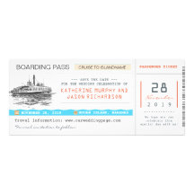 Karten des Kreuzfahrt-Boarding-Durchlaufs Save the Personalisierte Einladungskarten