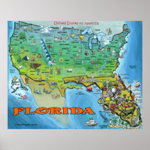 Karten-Plakat Floridas USA