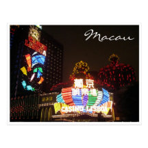 Kasino beleuchtet Lissabon Postkarte