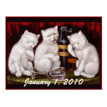 Kätzchen-Party! Neujahrstag - Postkarte