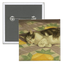 Katze 1149 auf Steppdecke Anstecknadelbutton