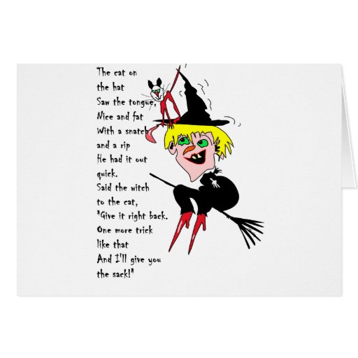 Katze der Hexe n mit Gedicht Grußkarte Zazzle