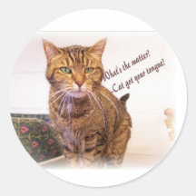 Katze erhielt Zungeaufkleber