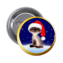 Katze in der Weihnachtsmannmütze Button